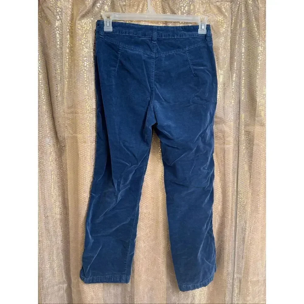 Free People High Time Velvet Kick Flare Crop Blue Pants Size 8